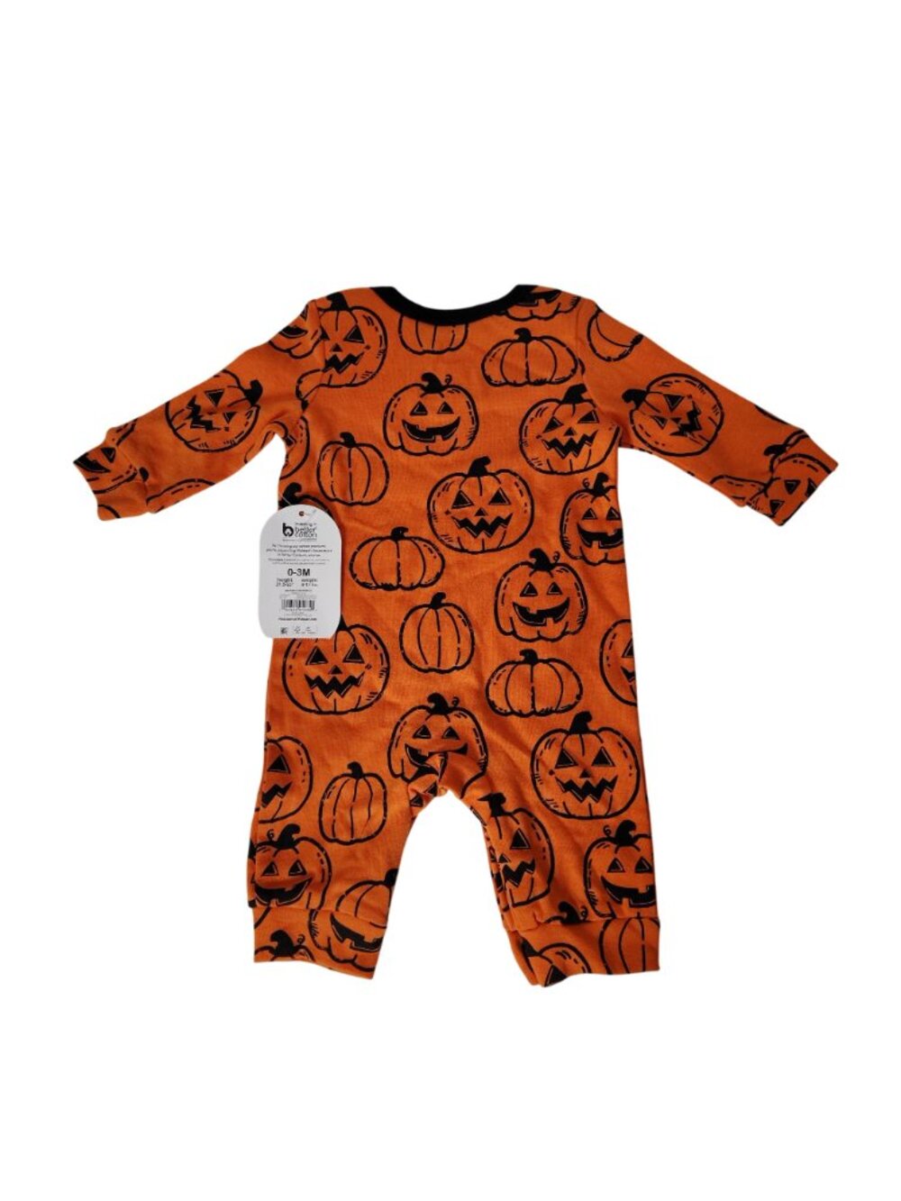 Wonder Nation Infant 0 to 3 Months One Piece Pumpkin Halloween Baby Romper - Picture 7 of 8